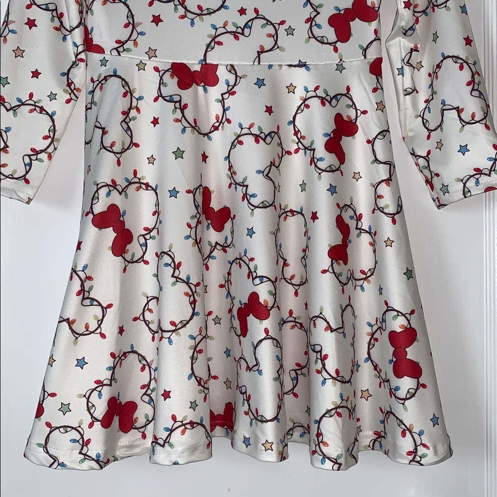 NWT Disney Christmas Lights Holiday Dress Rylee Faith 5 Minnie Mickey Design - Picture 4 of 9